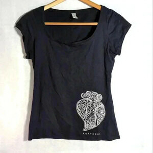 Sol's Melrose Ventania Portugal Abstract Heart Black tshirt sz XL